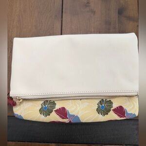 Floral Fold-Over Clutch - Cream and Multicolor